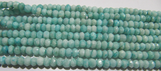 Natural Amazonite Rondelle Faceted 3-4 mm Beads Strand 13 inch long