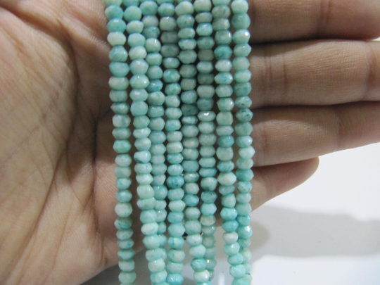 Natural Amazonite Rondelle Faceted 3-4 mm Beads Strand 13 inch long