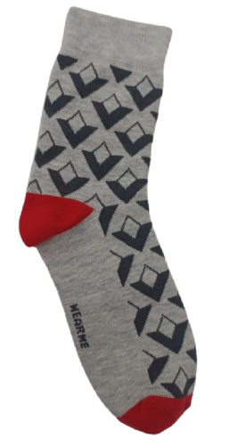 GREY WITH RED DESIGN ANKLE SOCKS