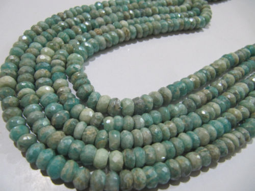 Natural Amazonite Rondelle Faceted 7 -8mm Beads Strand 13 inches long