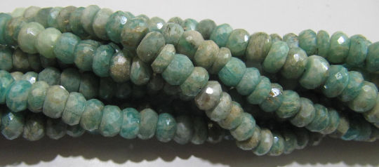 Natural Amazonite Rondelle Faceted 7 -8mm Beads Strand 13 inches long