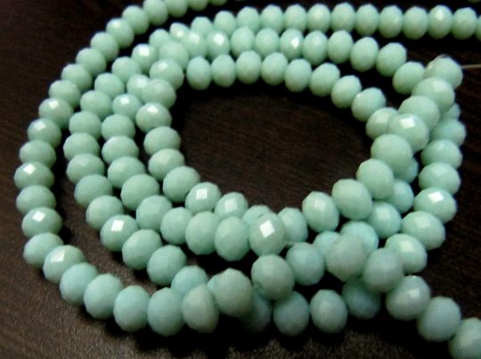 Light Amazonite Hydro quartz Rondelle Faceted 6mm Beads Strand 17 inches long