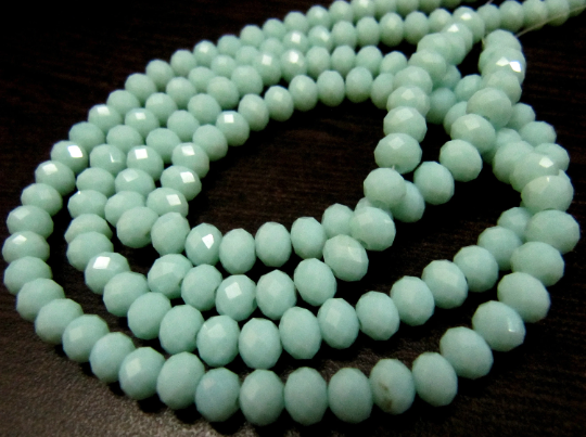 Light Amazonite Hydro quartz Rondelle Faceted 6mm Beads Strand 17 inches long