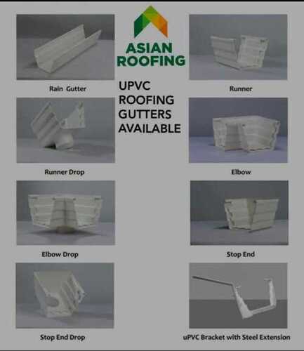 UPVC Roof Gutter - UPVC Material Custom Sizes Available | Rust Proof Plain Pattern Suitable for Industrial Usage