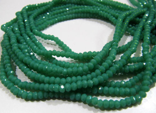 Green Amazonite Hydro quartz Rondelle Faceted 3mm Beads Strand 16'' long