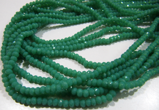 Green Amazonite Hydro quartz Rondelle Faceted 3mm Beads Strand 16'' long