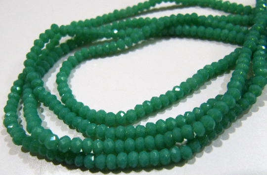 Green Amazonite Hydro quartz Rondelle Faceted 3mm Beads Strand 16'' long