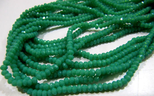 Green Amazonite Hydro quartz Rondelle Faceted 3mm Beads Strand 16'' long