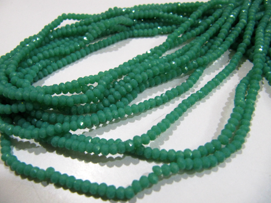 Green Amazonite Hydro quartz Rondelle Faceted 3mm Beads Strand 16'' long