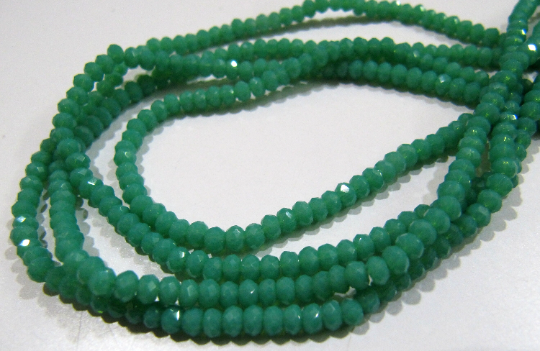 Green Amazonite Hydro quartz Rondelle Faceted 3mm Beads Strand 16'' long