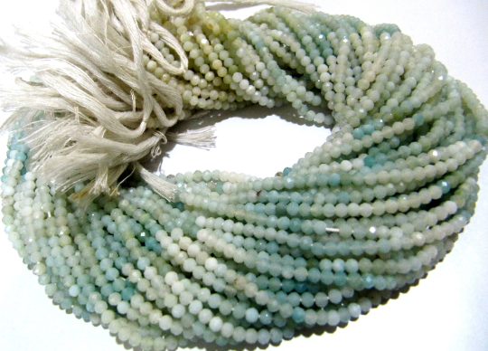 Natural Amazonite Round Faceted 2.5mm to 3mm Strand 13 Inch Long