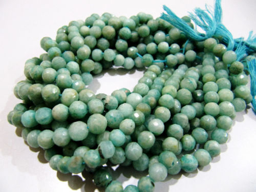 Natural Amazonite Round Faceted 7-8mm Beads Strand 10 inches long