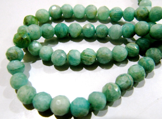 Natural Amazonite Round Faceted 7-8mm Beads Strand 10 inches long