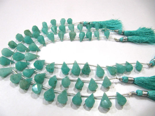 Natural amazonite Faceted Teardrop 6x10mm to 9x15mm per Strand 8'' long