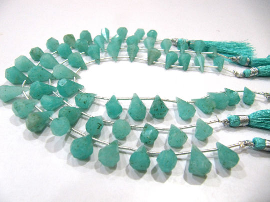 Natural amazonite Faceted Teardrop 6x10mm to 9x15mm per Strand 8'' long