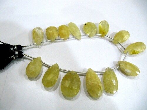 Natural Yellow Aquamarine Pear Shape Faceted 1-1.5 inch long beadsStrand 8'' Long