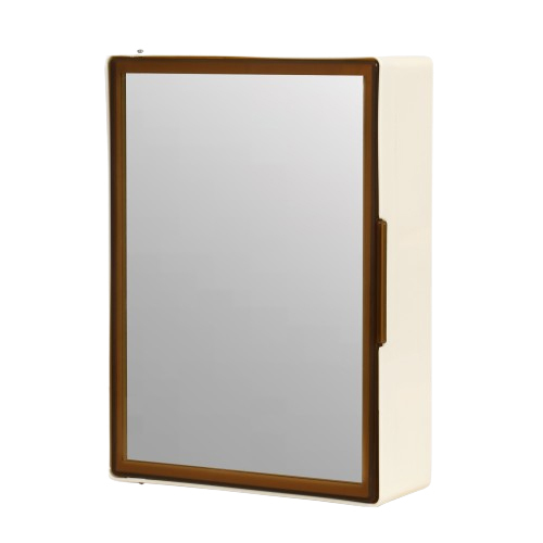 Ivory Brown Door Mirror Bathroom Cabinet