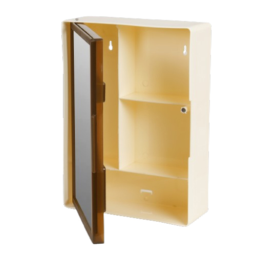 Ivory Brown Door Mirror Bathroom Cabinet