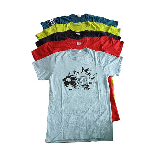 Multicolor Mens Round Neck Printed T-Shirt