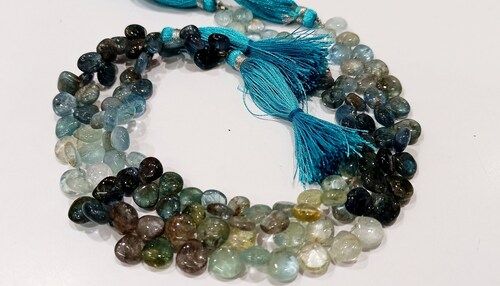 Natural Moss Aquamarine Heart Shape Plain Beads Sold Per Strand 9'' Long