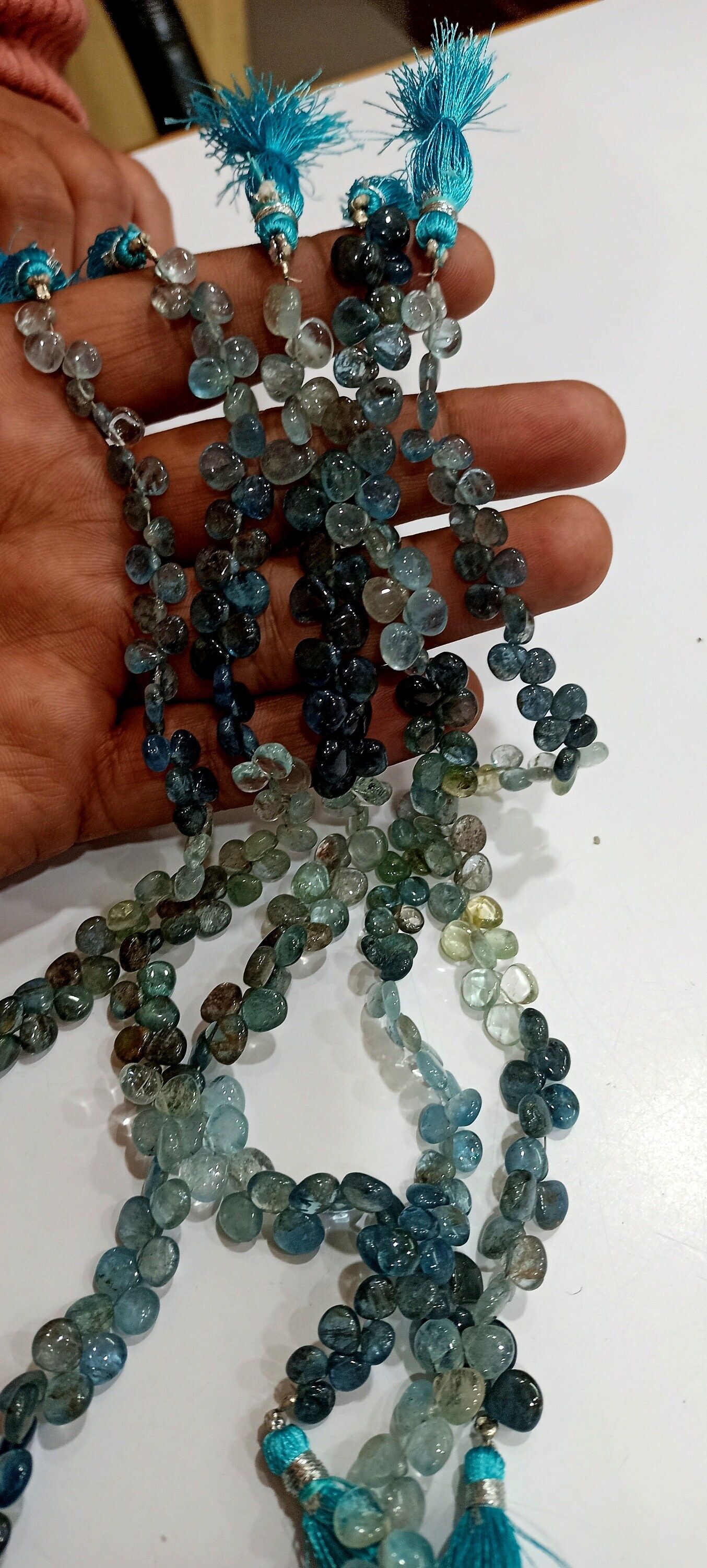 Natural Moss Aquamarine Heart Shape Plain Beads Sold Per Strand 9'' Long