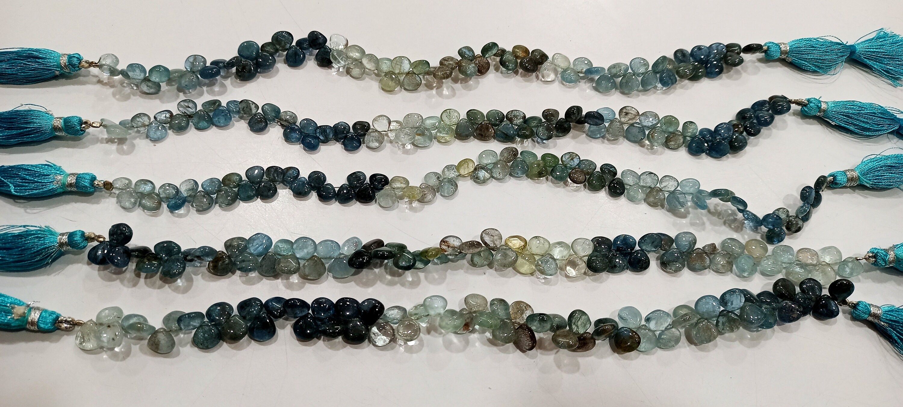 Natural Moss Aquamarine Heart Shape Plain Beads Sold Per Strand 9'' Long