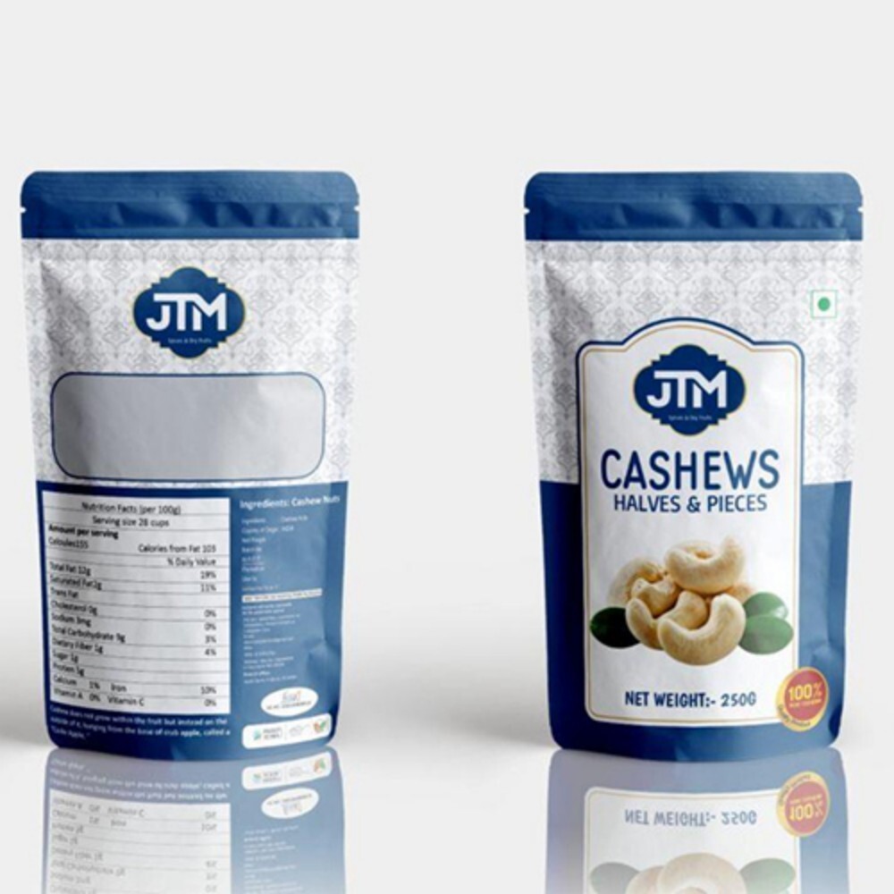 Cashews Stand Up Pouches - High-Quality PVC Material, Multicolor Design | Digital Printing, Embossed Finish, Warranty Included