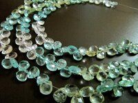 Natural Aquamarine Heart Shape Faceted 7-8mm Strand 10 inches long