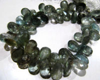 Natural Moss Aquamarine Pear Shape Faceted 6x9mm to 7x11mm Strand 9'' long