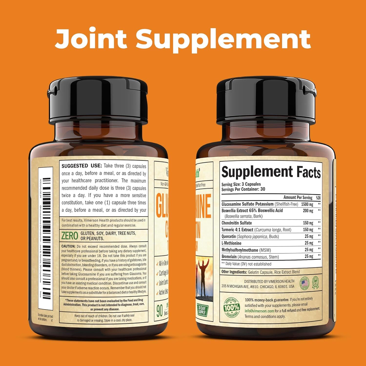 Vimerson Glucosamine Chondroitin MSM Turmeric Boswellia  90 Capsules