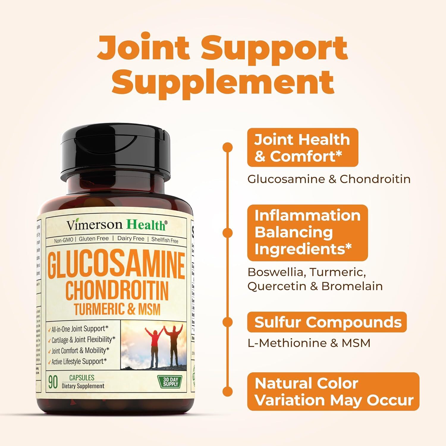 Vimerson Glucosamine Chondroitin MSM Turmeric Boswellia  90 Capsules