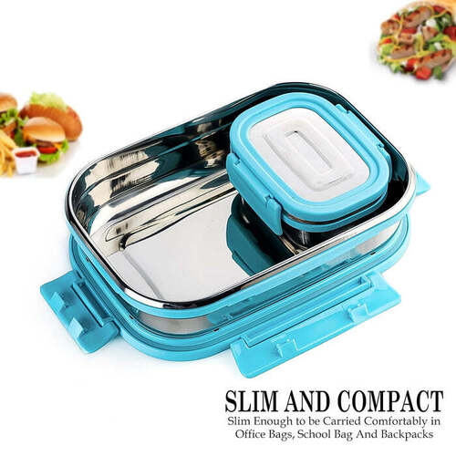 Premium Stainless Steel Lunch Box For Kid, 2 Containers Lunch Box