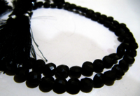 Natural Black Spinel Round Coin shape Faceted Beads 6mm Strand 8 inches Long