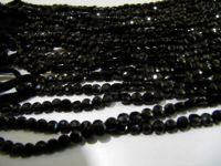 Natural Black Spinel Faceted Coin Beads 4mm Strand 13 Inches Long