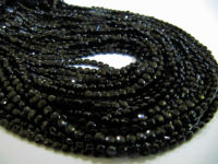 Natural Black Spinel Faceted Coin Beads 4mm Strand 13 Inches Long