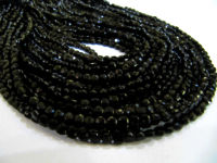 Natural Black Spinel Faceted Coin Beads 4mm Strand 13 Inches Long