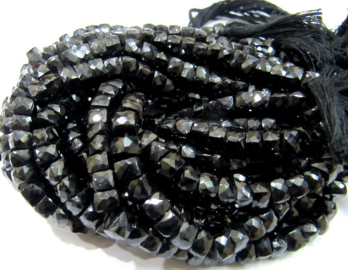 Black Spinel 3D Cube Beads 6 to 7mm Beads Sold Per  Strand 8 inches Long