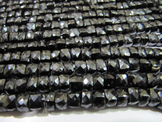 Black Spinel 3D Cube Beads 6 to 7mm Beads Sold Per  Strand 8 inches Long