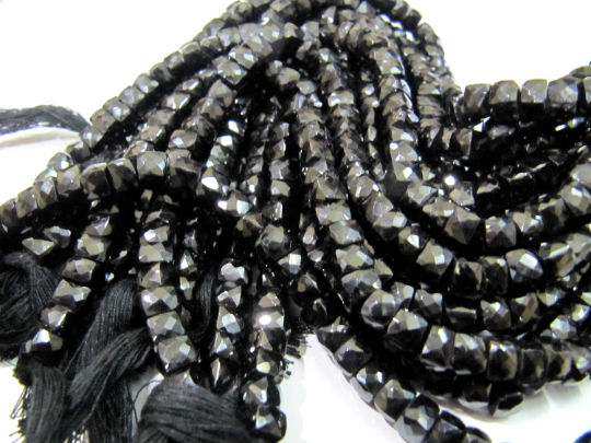 Black Spinel 3D Cube Beads 6 to 7mm Beads Sold Per  Strand 8 inches Long