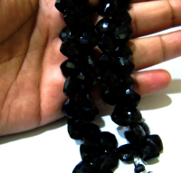 Natural Black Spinel Faceted Cushion Shape 10mm beads Strand 8 inches long