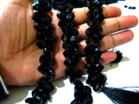 Natural Black Spinel Faceted Cushion Shape 10mm beads Strand 8 inches long