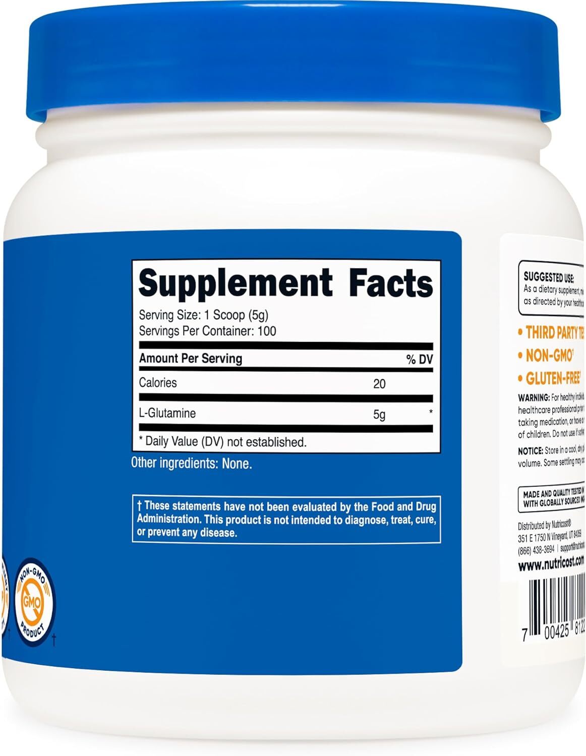 Nutricost L-Glutamine Powder 500 Grams