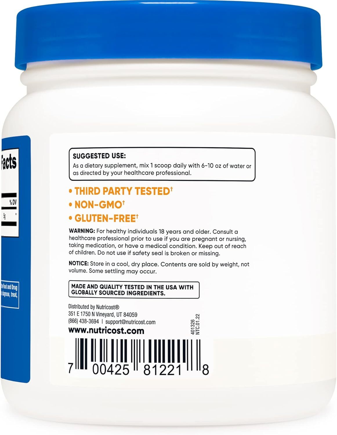 Nutricost L-Glutamine Powder 500 Grams