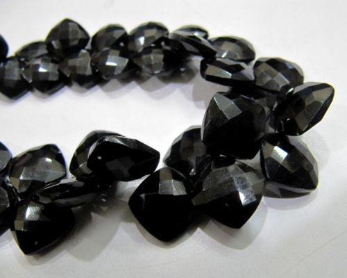 Genuine Black Spinel Cushion Shape 10 to 12mm Beads Sold Per Strand 8 inch