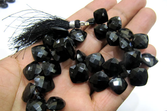 Genuine Black Spinel Cushion Shape 10 to 12mm Beads Sold Per Strand 8 inch