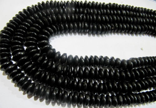 Natural Black Spinel German Cut Rondelle Beads 7 to 10mm Strand 8 inches Long