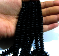 Natural Black Spinel German Cut Rondelle Beads 7 to 10mm Strand 8 inches Long