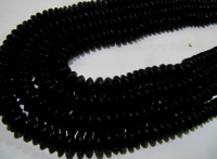 Natural Black Spinel German Cut Rondelle Beads 7 to 10mm Strand 8 inches Long