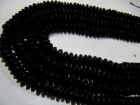 Natural Black Spinel German Cut Rondelle Beads 7 to 10mm Strand 8 inches Long