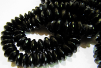 Natural Black Spinel German Cut Faceted Beads 8to12 mm Strand 8 inches Long